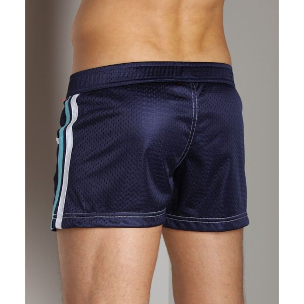 Andrew Christian Mesh Gym Shorts Navy White 3" Inseam Gay Circuit Made USA XL - Picture 5 of 8